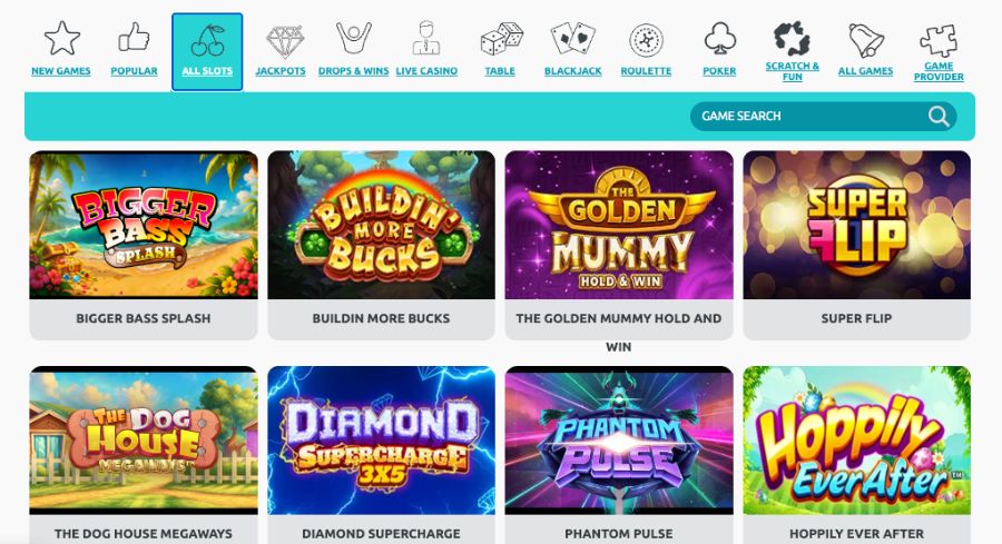 Miami Dice har et utvalg av spilleautomater og andre casinospill