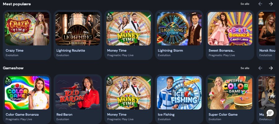 Miki har et live casino med klassiske bordspill og live game show-spill