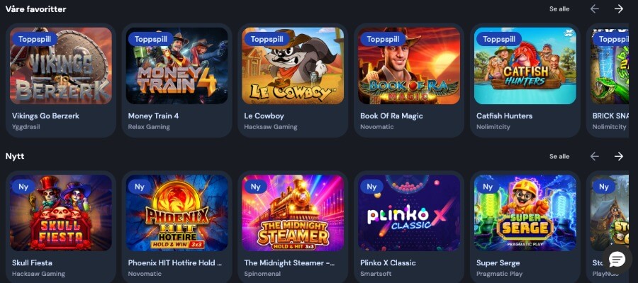Miki har et variert utvalg av spilleautomater og andre casinospill