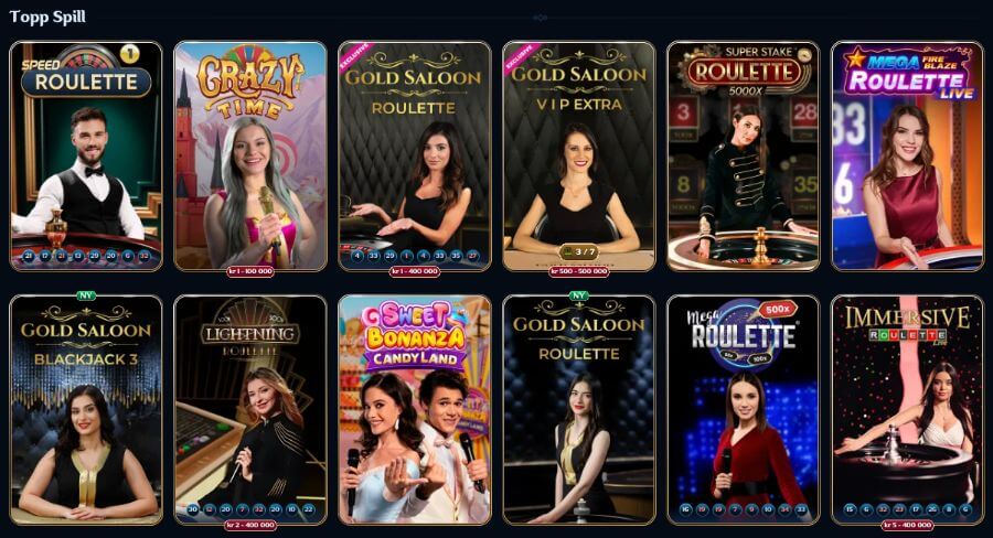 Millioner har et live casino med klassiske bordspill og live game show-spill