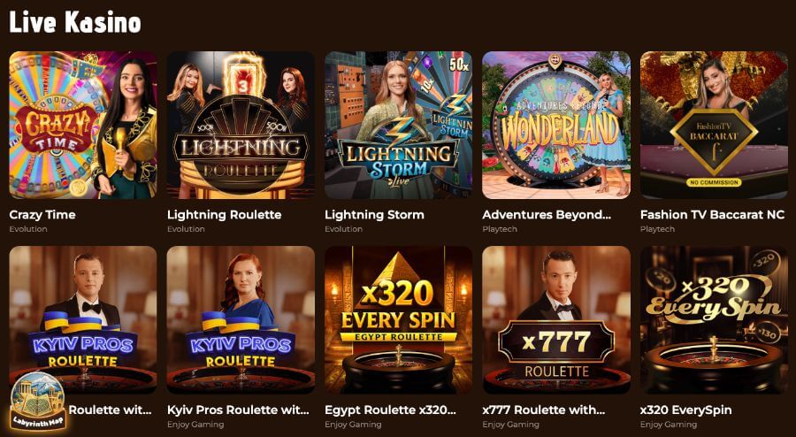 Mino Casino har et live casino med klassiske bordspill og live game show-spill