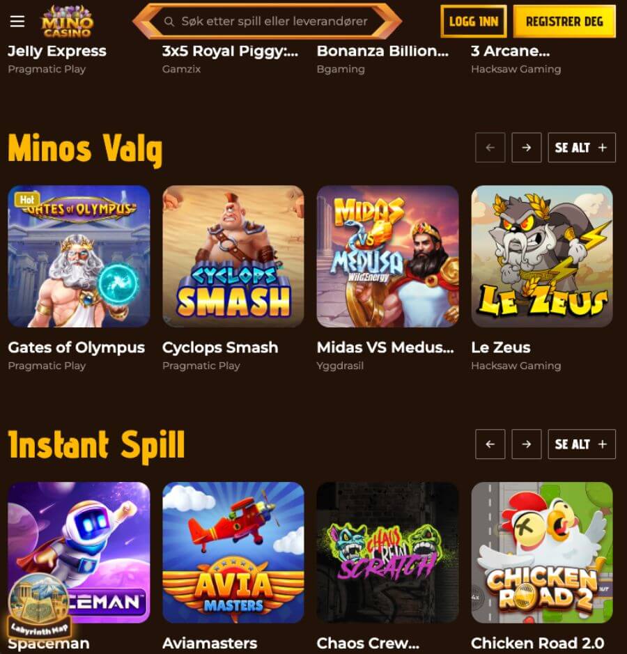 Mino Casino har et mobilcasino