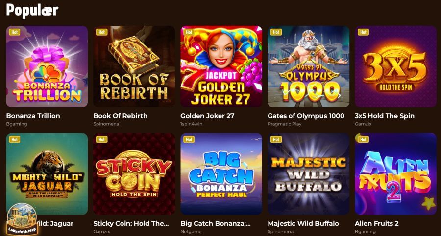 Mino Casino har et godt spillutvalg med spilleautomater og andre casinospill