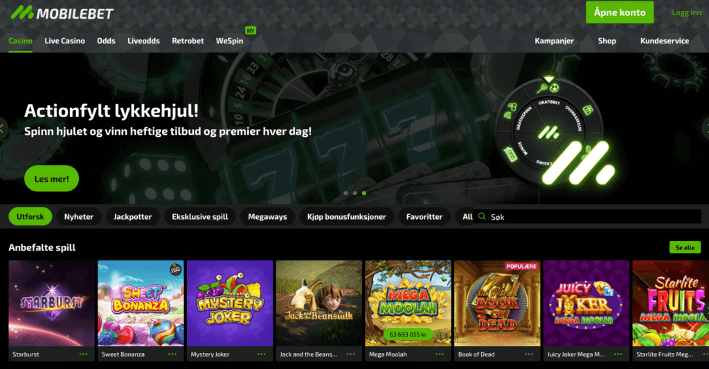 Forsiden til nettcasinoet Mobilebet Forsiden til nettcasinoet Mobilebet
