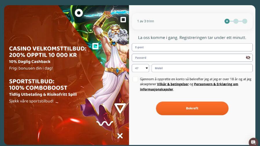 MoiCasino registrering