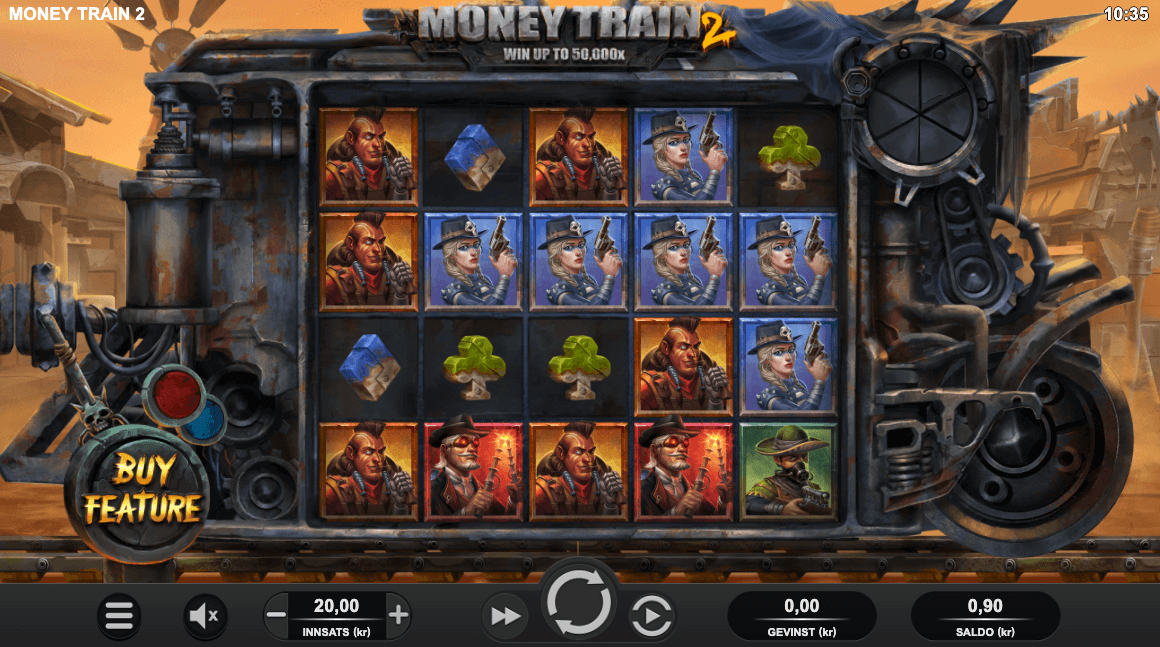 Money Train 2 spilleautomat med respin-bonus og låste symboler.