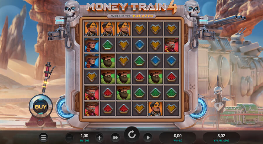 Spilleautomaten Money Train 4 fra Relax Gaming har en høy RTP og en gigantisk maksgevinst