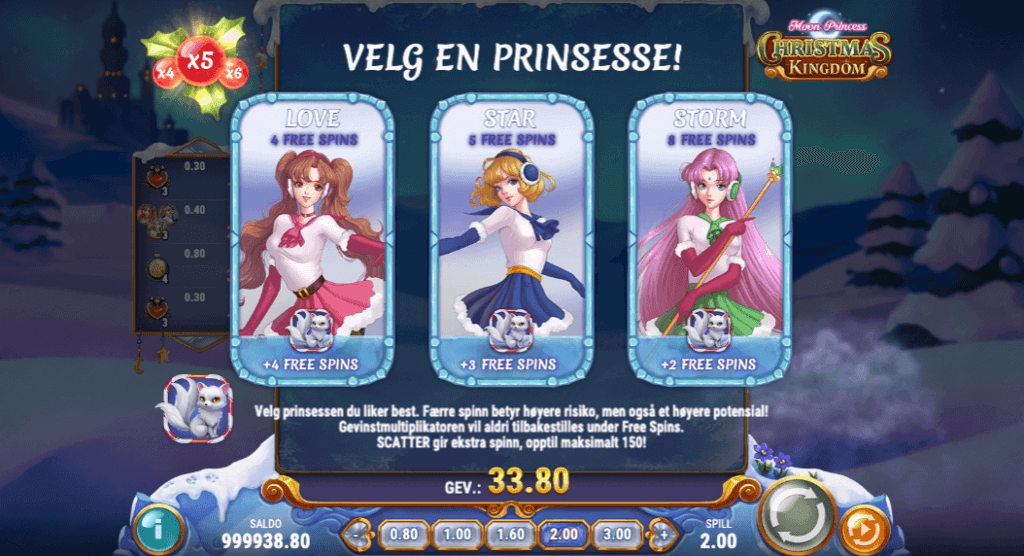 Moon Princess Christmas Kingdom - free spins valg