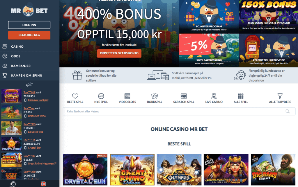 Mr.Bet Casino forside