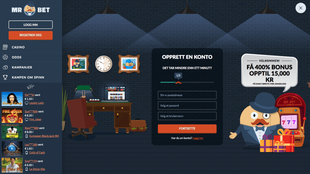 Mr.Bet Casino registrering