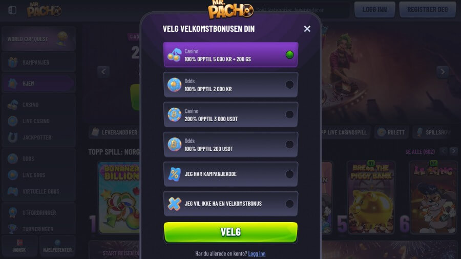 MrPacho registreringsprosess