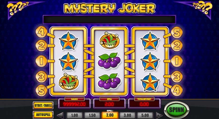 Hovedspillet på spilleautomaten Mystery Joker fra Play'n GO