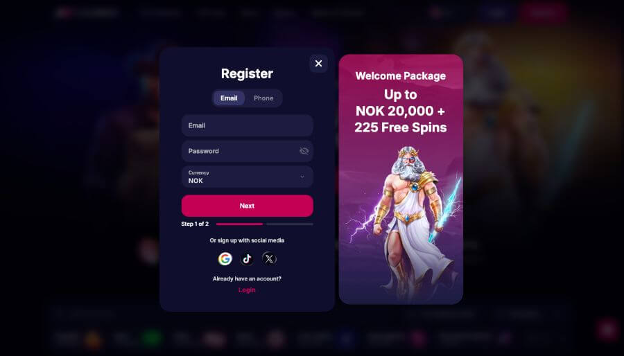 NVCasino registrering