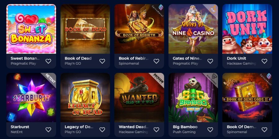 NineCasino tilbyr et spillutvalg på over 5000 spilleautomater og andre casinospill