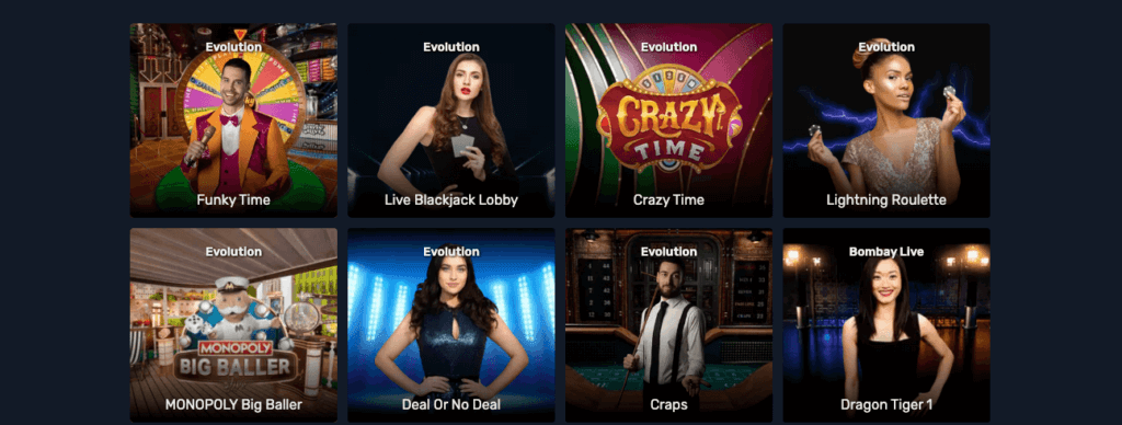 No Limit Bet har et live casino med livespill og game show