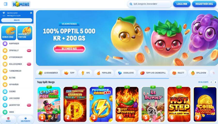 Nomini forside med bonus