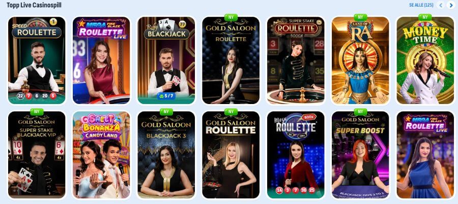 Nomini har et live casino med klassiske bordspill og live game show-spill