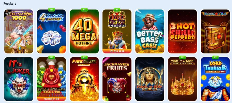 Nomini har et utvalg av spilleautomater og andre casinospill