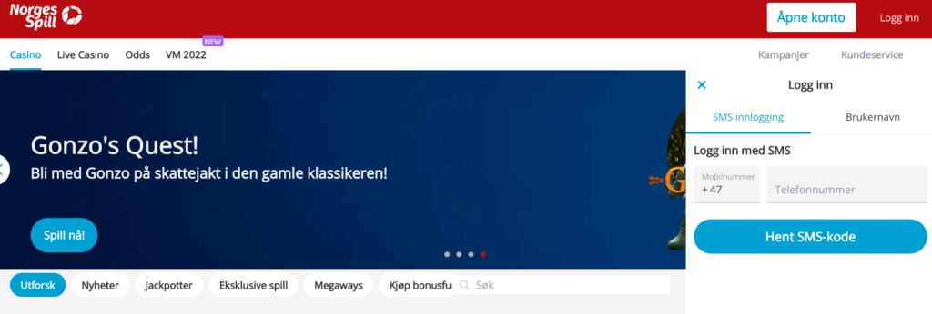 Registrering av spillekonto hos NorgesSpill Registrering av en spillekonto hos NorgesSpill