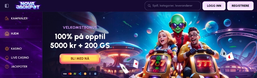 NovaJackpot har en herlig velkomstbonus med både bonuspenger og ekstra free spins