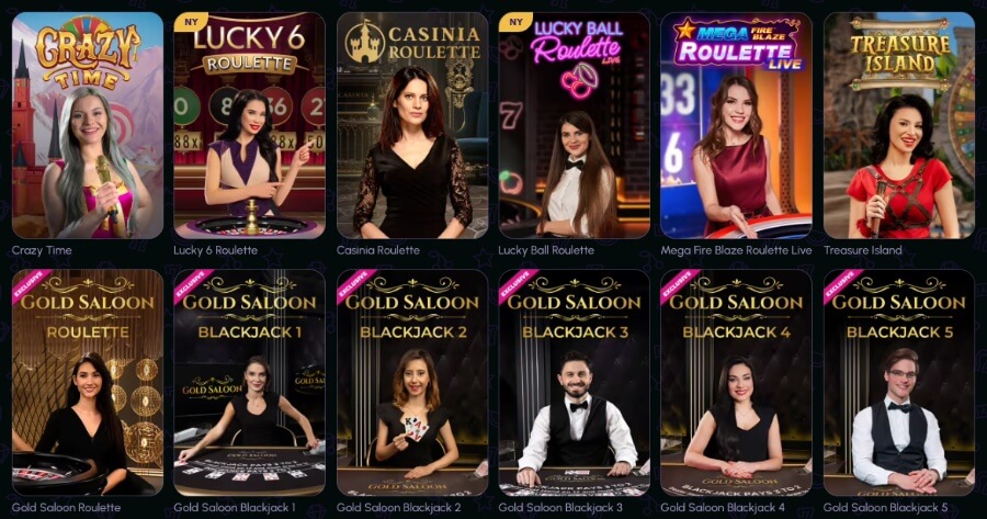 NovaJackpot har også et live casino med spennende bordspill og game show-spill