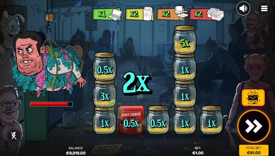 Bonusspillet med free spins på Office Party kalt Severence Bonus