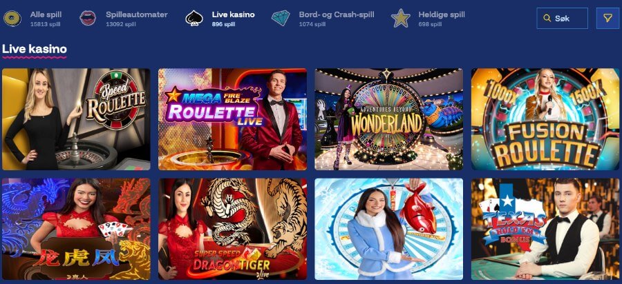 Ohmyzino har et live casino med klassiske bordspill og live game show-spill