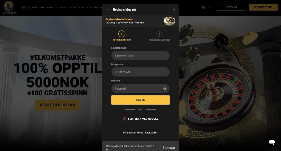 Olympusbet Registrering