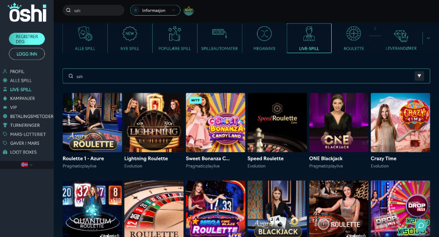 Oshi Casino Live Casino