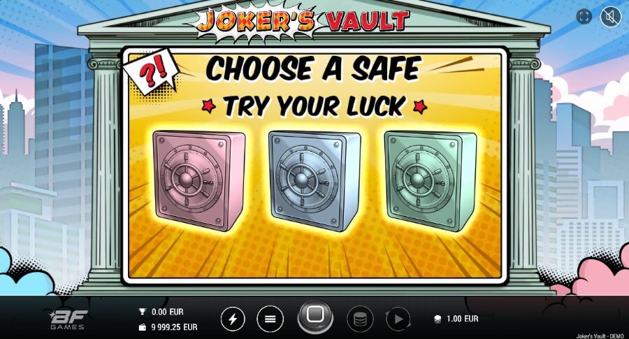 Joker's Vault har bonusspillet Pick and Win der du kan velge mellom tre safer