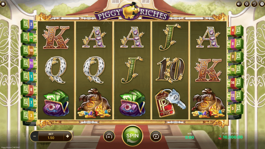 Hovedspillet på spilleautomaten Piggy Riches