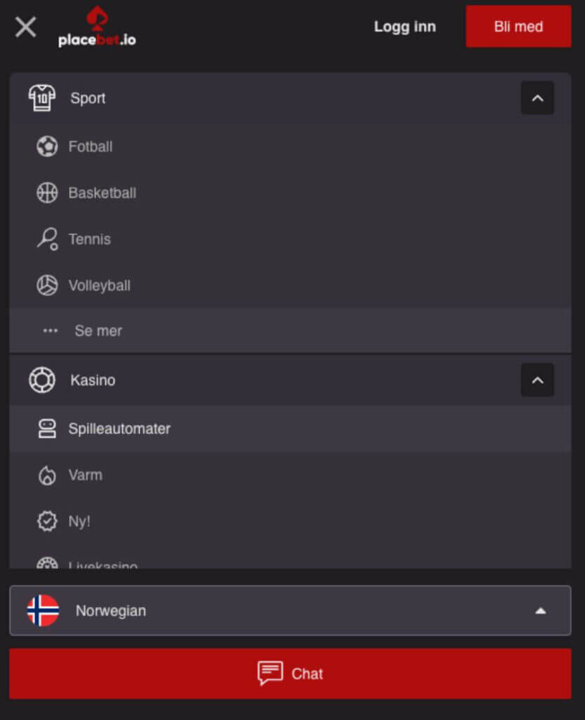 Mobilcasinoet til Placebet