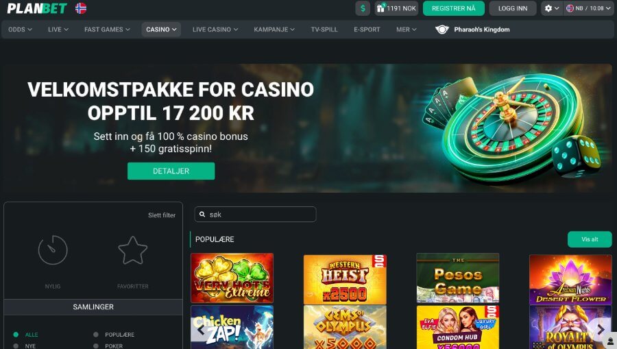 Planbet har en oversiktlig forside og en spennende velkomstbonus