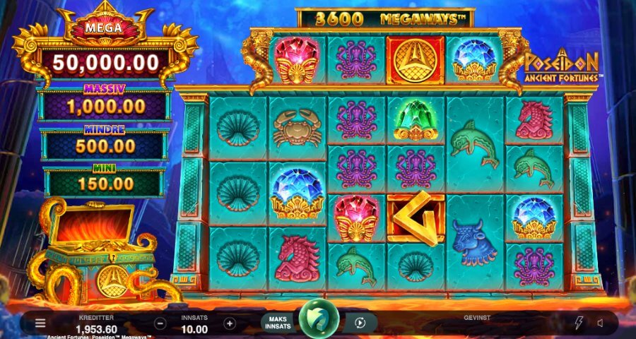 Spilleautomaten Poseidon Ancient Fortunes Megaways™ har både Megaways™ og en progressiv jackpot