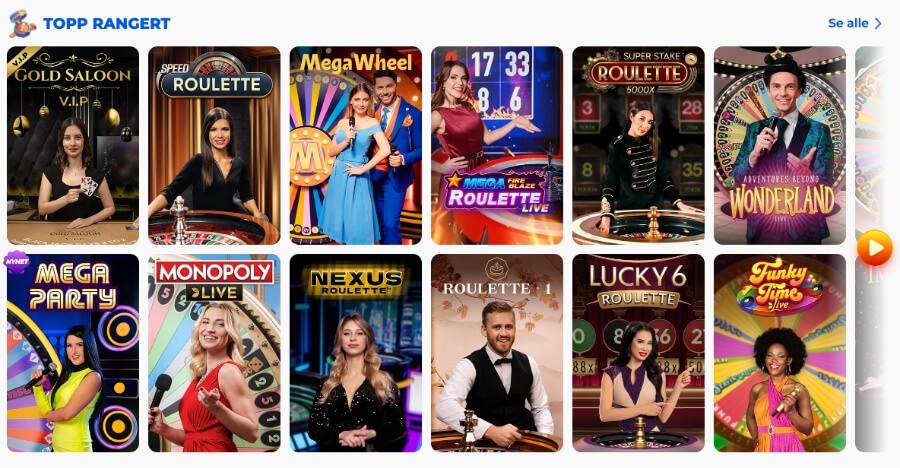 Posido har et live casino med klassiske bordspill og live game show-spill