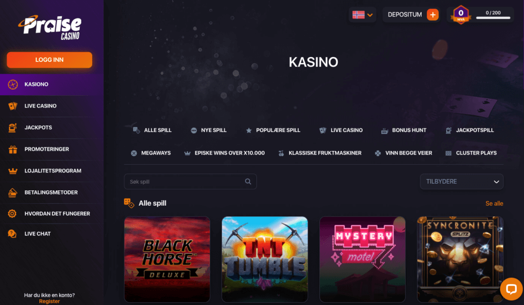Praise Casino forside