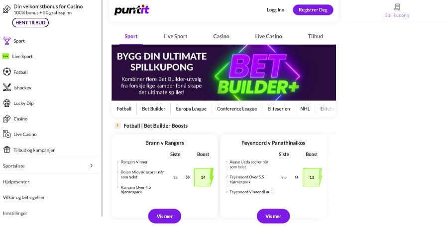 Forsiden til kryptocasinoet Puntit med bonus