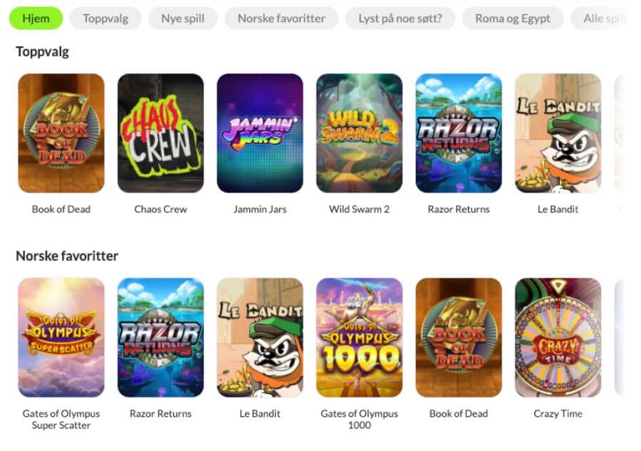 Puntit har bredt utvalg av interessante spilleautomater og andre casinospill