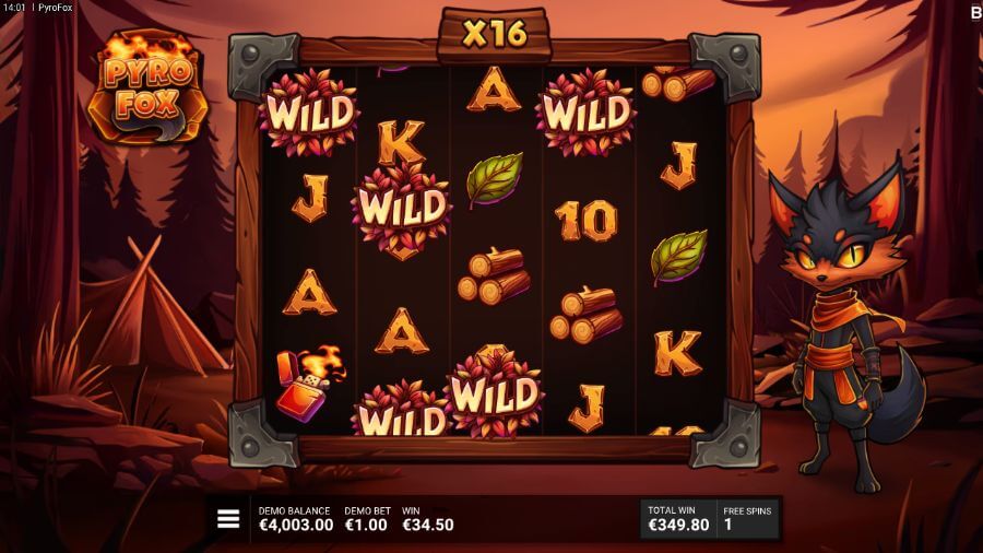 Free spins med med stor multiplikator og flere wild-symboler på Pyrofox