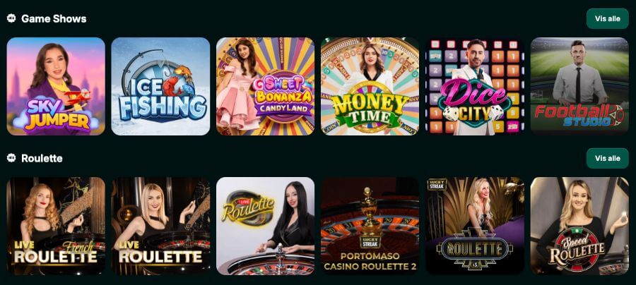 RX.Casino har et live casino med bordspill og live game show-spill