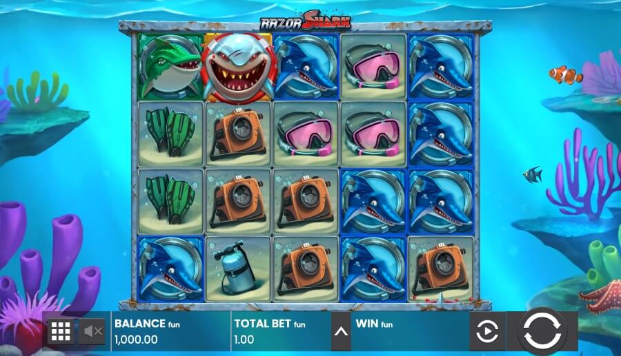 Hovedspillet på spilleautomaten Razor Shark fra Push Gaming