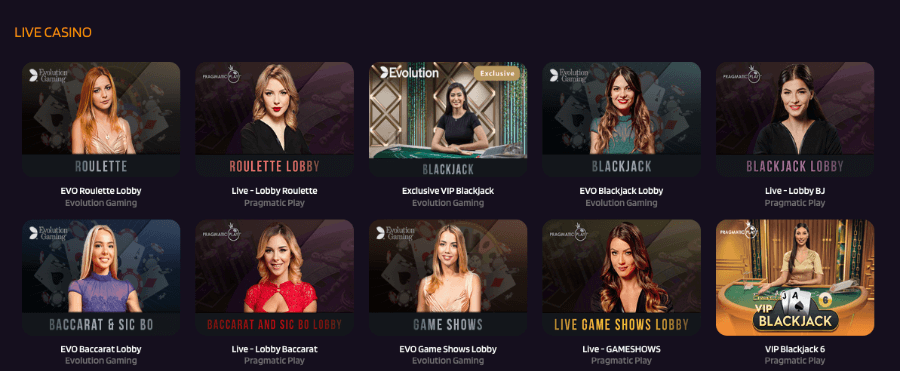 RedDice har et live casino med klassiske bordspill og game show-spill