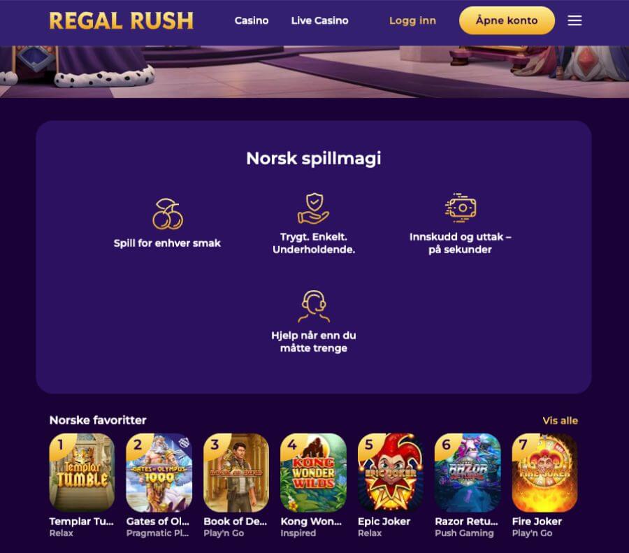 Regal Rush har også et mobilvennlig mobilcasino