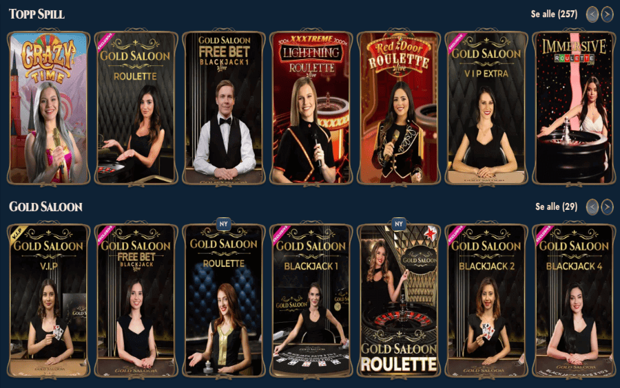 Rich Royal har et live casino med klassiske bordspill og live game show-spill