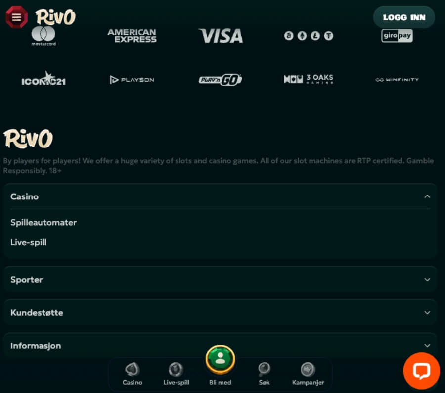 Rivo Casino har et mobilcasino via nettleseren
