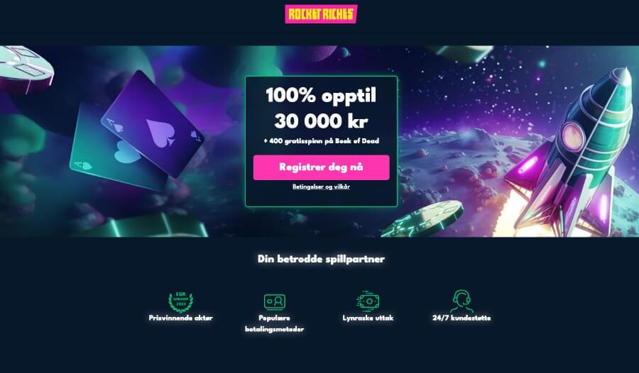 Registrering av en spillekonto hos Rocket Riches