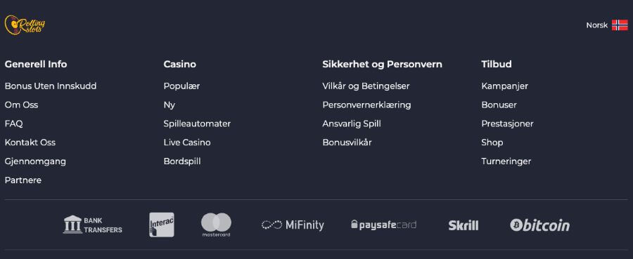 Noen betalingsmetoder hos RollingSlots