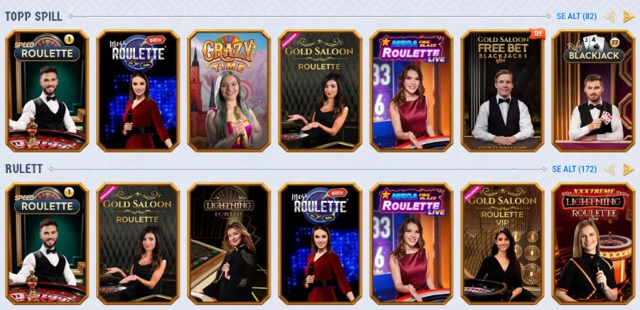 Romibet har et live casino med klassiske bordspill og live game show-spill