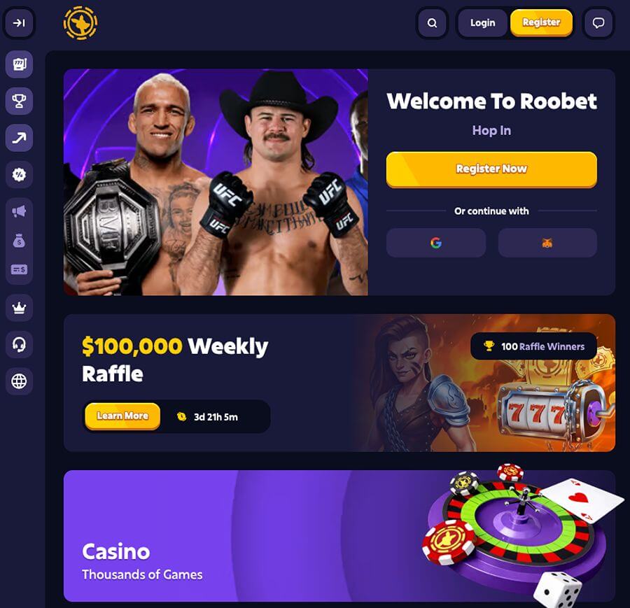 Roobet har et mobilcasino via nettleseren