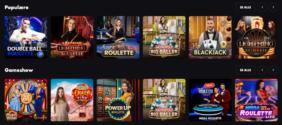 Rooster.bet har et live casino med flere populære bordspill og game show-spill